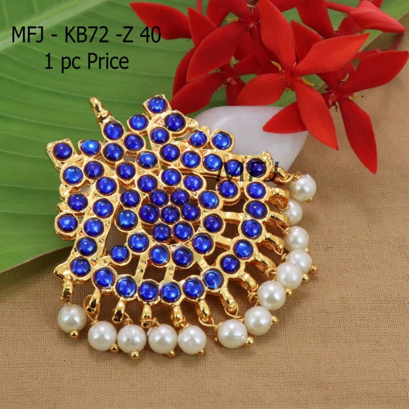 Kempu Conector Blue Colour Stones With pearls Golden Colour Polished Jewellery Making (1pc Price) Online