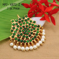Kempu Conector Green Colour Stones With pearls Golden Colour Polished Jewellery Making (1pc Price) Online