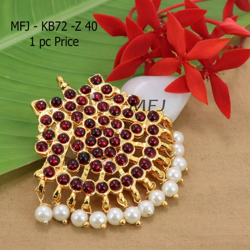 Kempu Conector Red Colour Stones With pearls Golden Colour Polished Jewellery Making (1pc Price) Online