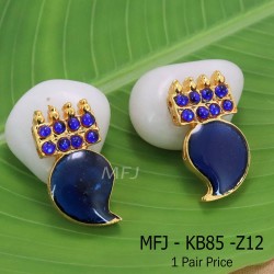 Kempu Connector Blue Colour Stones Mango Design Golden Colour Polished Jewellery Making (1pair Price) Online
