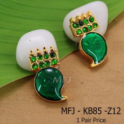 Kempu Connector Green Colour Stones Mango Design Golden Colour Polished Jewellery Making (1pair Price) Online