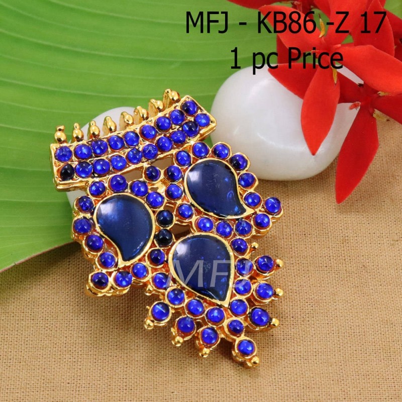 Kempu Connector Blue Colour Stones  Three Mango Design Golden Colour Polished Jewellery Making (1pc Price) Online