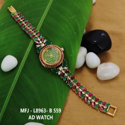 CZ,Ruby&Emerald Stones Design Gold Plated Finish Watch(2.4,2.6) Can Ware Buy Online