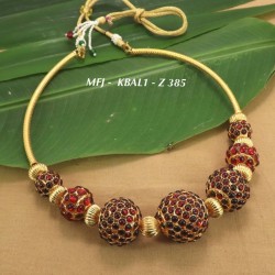 Red Stones With Pipe With Golden& Kempu Balls Design Necklace For Bharatanatyam Dance And Temple Buy Online