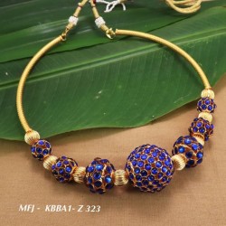 Blue Stones With Pipe,Golden Balls & Kempu  Balls Design Necklace For Bharatanatyam Dance And Temple Buy Online