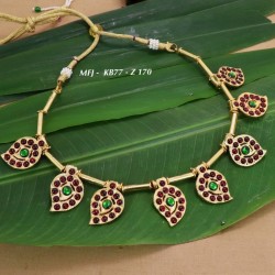 Red&Green Stones With Pipe Design Necklace For Bharatanatyam Dance And Temple Buy Online