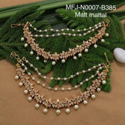 CZ, Ruby & Emerald Stones Flowers Design With Pearls Mat Finish 3 Lines Mattel Set Buy Online