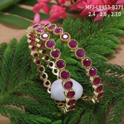 2.6 Size Ruby Stones Design Gold Plated Finish Set Bangles Buy Online