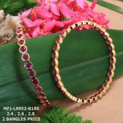2.4 Size Ruby Stones Design Gold Plated Finish Set Bangles Buy Online