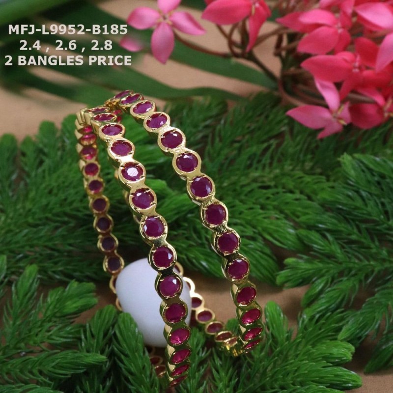 2.6 Size Ruby Stones Design Gold Plated Finish Set Bangles Buy Online