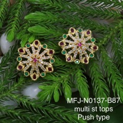 CZ,Ruby Stones Flower Design Gold Plated Finished Tops  Buy Online