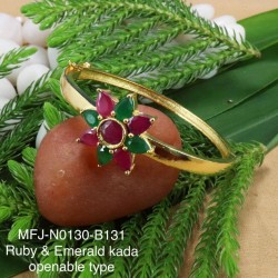 Ruby,Emerald Stones Flower Design Gold plated Finish Open Type Kada Bangles Buy Online