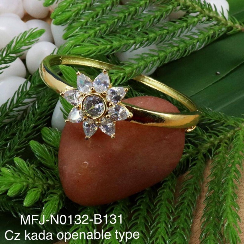 Blue Stones Flower Design Gold plated Finish Open Type Kada Bangles Buy Online