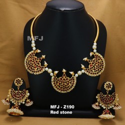 Blue Stones With Pearls Three Steps Moon Design Necklace With Jumka For Bharatanatyam Dance And Temple Buy Online