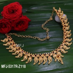 Wight Stones Gold Polish Mango Design Necklace For Bharatanatyam Dance And Temple Buy Online