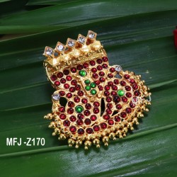 Red And Green Kepu Colour Stones With Pearls Drops Flower Design Rakodi For Bharatanatyam Dance And Temple Buy Online