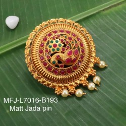 Ruby Stones With Pearls Drops Peacock Design Mat Finish Hair Pin Buy Online