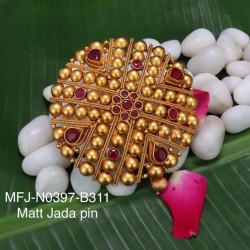 Ruby Stones With Pearls Drops Peacock Design Mat Finish Hair Pin Buy Online