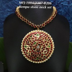 Red&Green Stones Mango&Peacock Design Necklace For Bharatanatyam Dance And Temple Buy Online