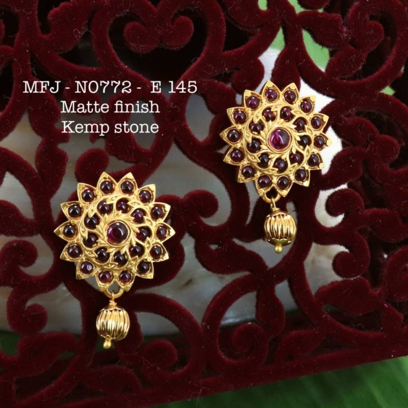 Ruby,Emerald Stones Peacock Jumka Design Matte Finish Earrings Set Buy Online