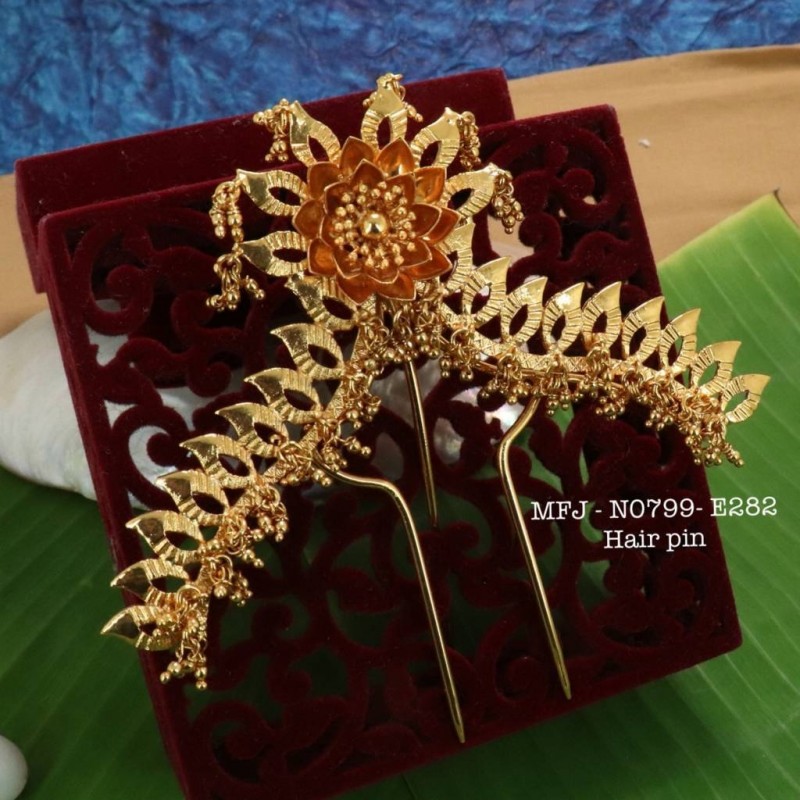 Buy One Gram Gold Gold Flower Design Bridal Wear Hair Clips Hair  Accessories Online