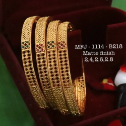 2.8 Size Ruby Stones Kasu With Lakshmi Design Gold Plated Finish Set Bangles Buy Online