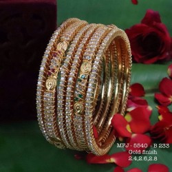 2.8 Size Ruby Stoned Design Gold Plated Finish Set Bangles Buy Online
