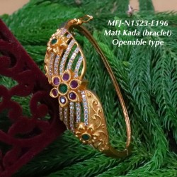 CZ,Ruby Stoned With Pearls Designer Mat Finished Kada  Adjustable Buy Online