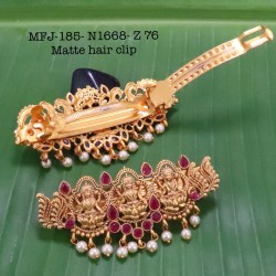 Ruby& Emerald Stones With Pearls Lakshmi With Peacock Design Matte Finish Hair Clip Buy Online