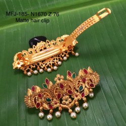 Ruby,Emerald Stones With Pearls Four Lakshmi Design Matte Finish Hair Clip Buy Online