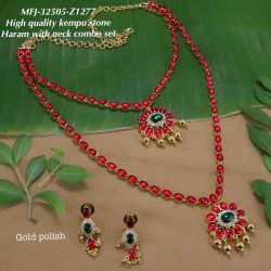 High Quality Kempu & CZ,Ruby&Emerald With Golden Balls Flowers Combo Design Dance Set Buy Online