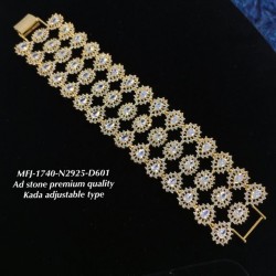 Ruby Three Lined AD Stone Flowers Design Gold Plated Finish Kada Adjustble Bracelet Buy Online