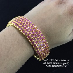 Premium Quality Ruby Stoned Steps Design Gold Plated Finish Kada Adjustble Bracelet Buy Online