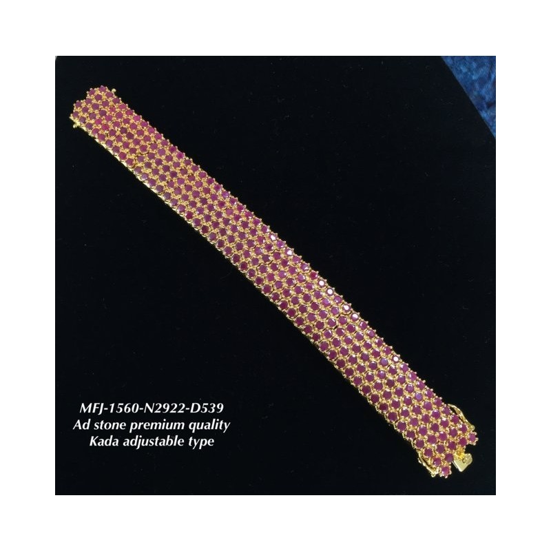 Premium Quality Ruby Stoned Steps Design Gold Plated Finish Kada Adjustble Bracelet Buy Online