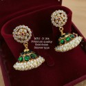 Wight&Red,Green Stones With Pearls Two Layer Screw Type Design Gold Finished Jumka Bharatanatyam Dance And Temple Buy Online