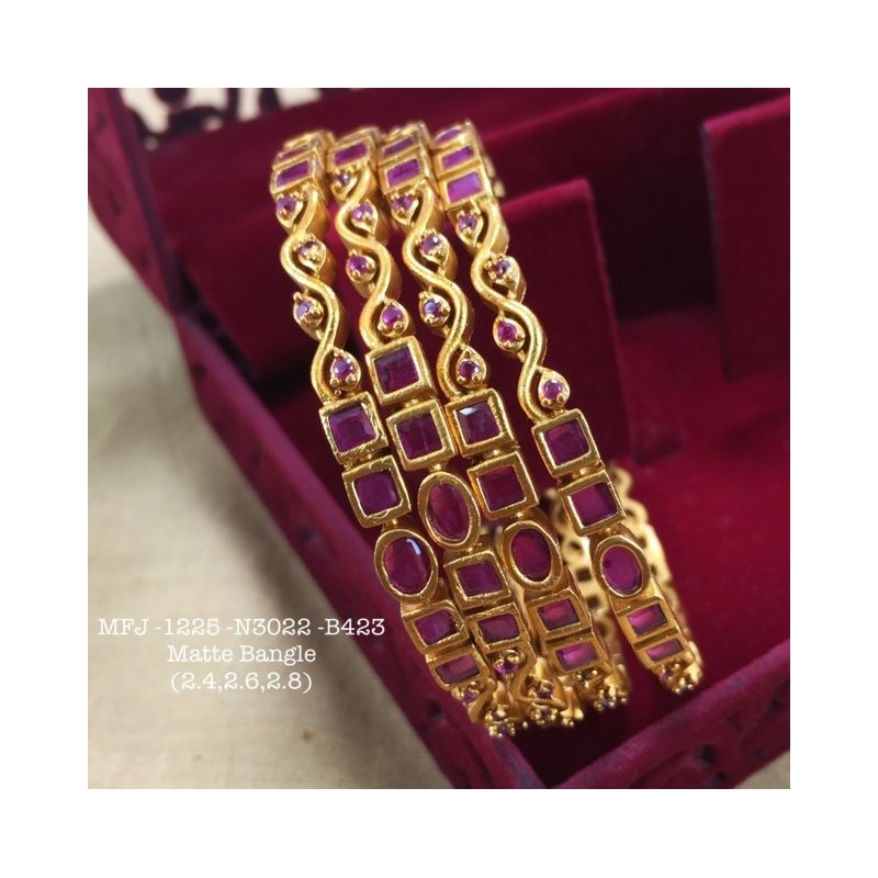 2.8 Size CZ,Ruby&Emerald Stoned Peacock With Flower Design Gold Finish Set Bangles Buy Online