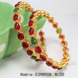 2.6 size Zircon, ruby & emerald stone bangles