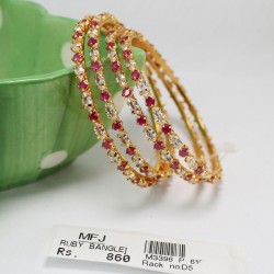 2.8 Size Gold Finish Ruby Emerald Stone Bangles Online