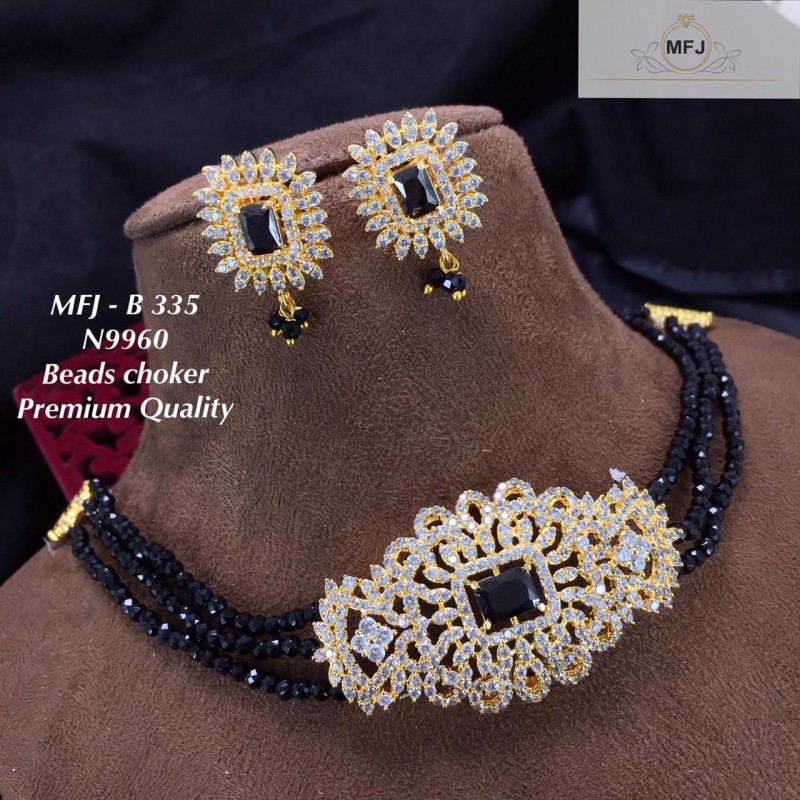 Buy The Black Layered Choker with Black Bead | JaeBee Jewelry