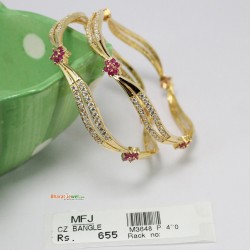 2.4 Size CZ, Ruby, Emerald And Blue Stone Bangles Online