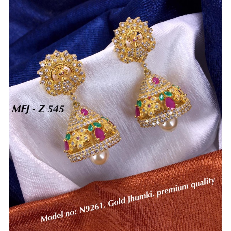Premium Quality Gold Jhumki Multi Color Earring Buy Online