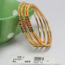 2.4 Size Golden Finish Ruby & Emerald Stones Bangles Online