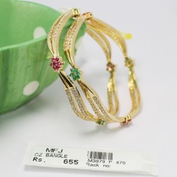 2.4 Size CZ, Ruby & Emerald Stones Bangles Online