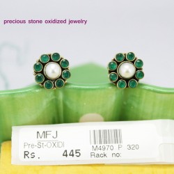Emerald Stones Oxidized Earrings Online