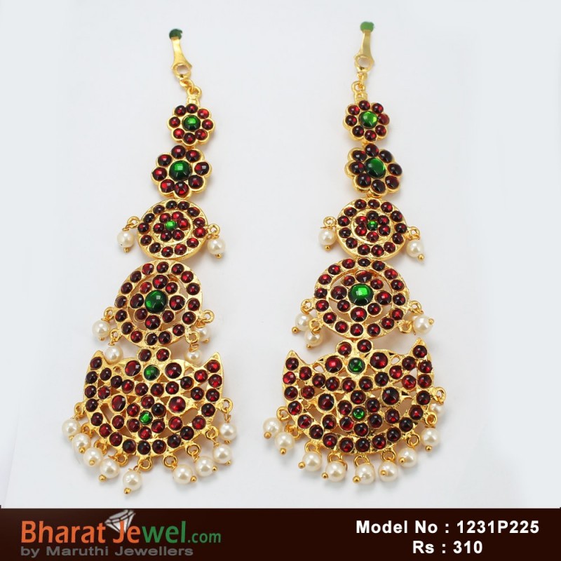 Temple Kempu Stone Earrings Bharatanatyam Dance Jewellery Online
