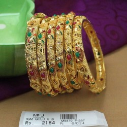 2.4 Size Ruby & Emerald Stones Bangles Online