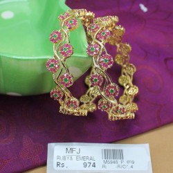 2.4 Size Ruby Stones Flowers Design Bangles Online
