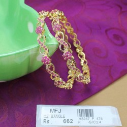 2.4 Size Ruby Stones Flowers Design Bangles Online