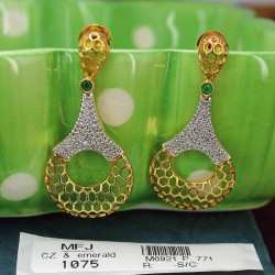 CZ & Emerald Stones Designer Earrings Online