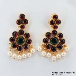 Kempu Stones Traditional Design Necklace - Temple Necklace - Dance Jewellery Buy Online